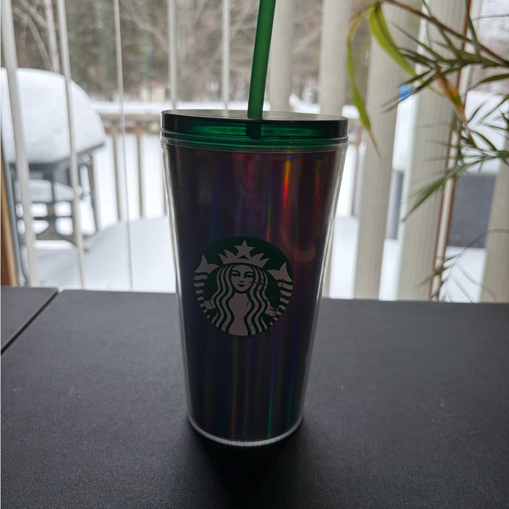 2022 Starbucks Iridescent 16 oz Tumbler with Green Straw
